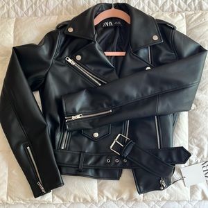 Zara NWT faux leather biker jacket